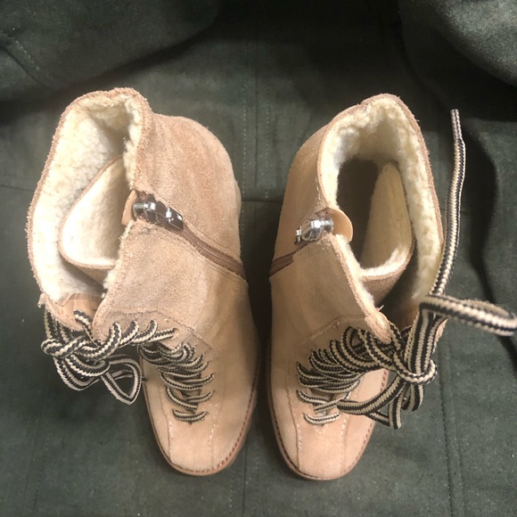 Naina Suede & Faux Shearling Boots Sandstone sz 7 - Picture 11 of 12